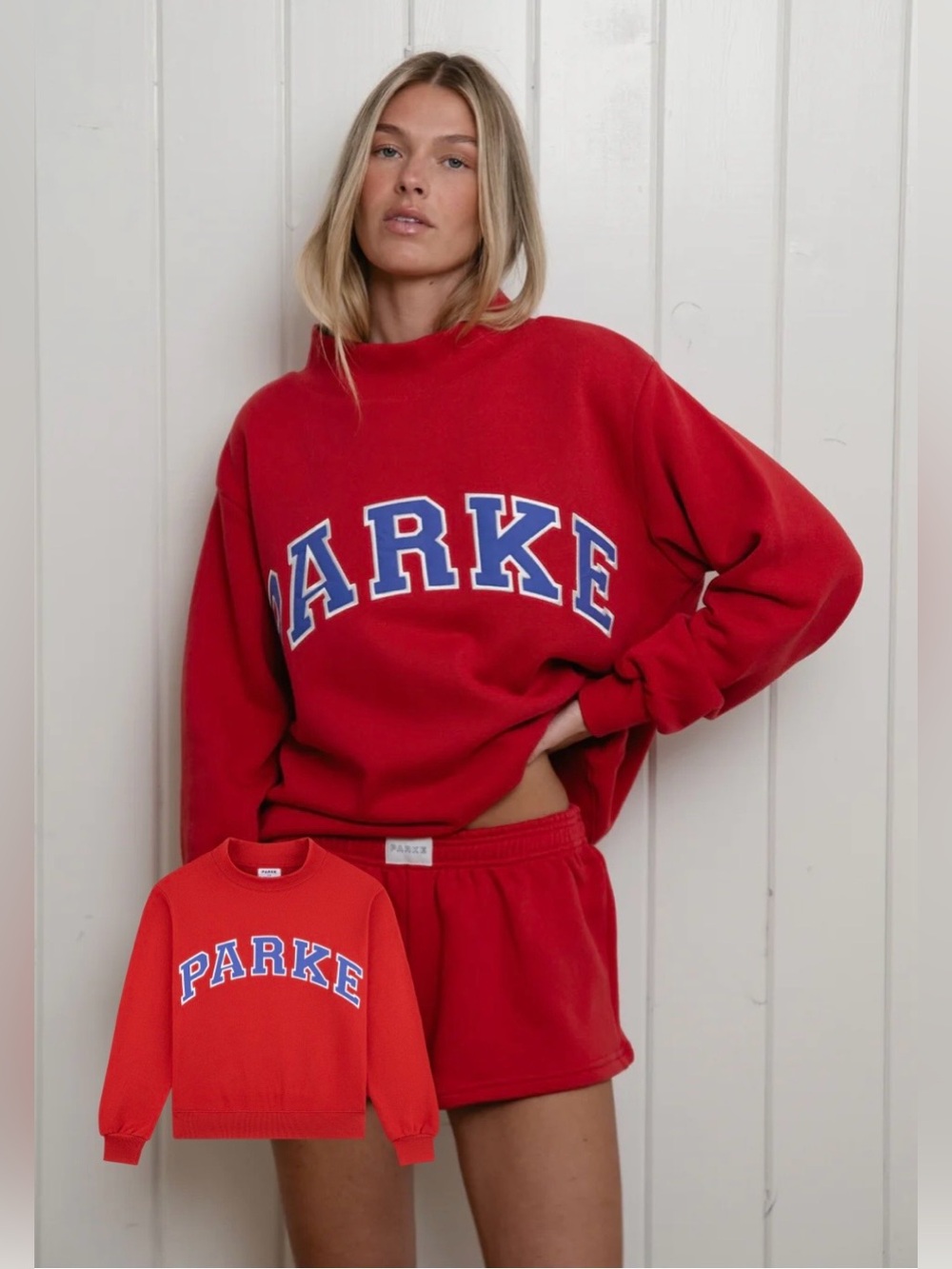 Parke L/XL Low Tide Coastal Drop Varsity Mockneck Sweatshirt. 💙⚡️